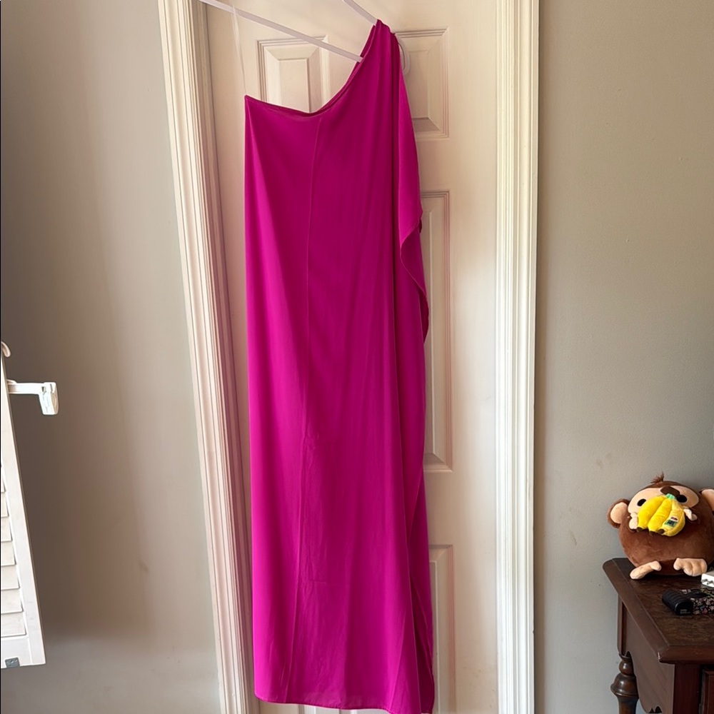 Entro One Shoulder Dress in Vibrant Pink